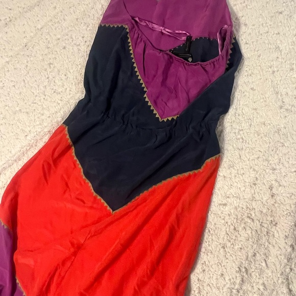 BCBG Max Azria Dee Silk color block halter Maxi Dress Sz XS - Picture 8 of 11